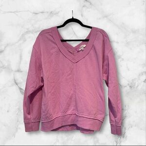 Hippie Rose Soft Pink V neck & V back neck thin sweatshirt